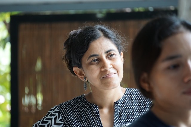Middle aged woman at outreach workshop
