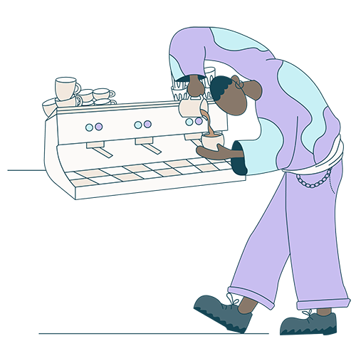 Illustration of barista making coffee