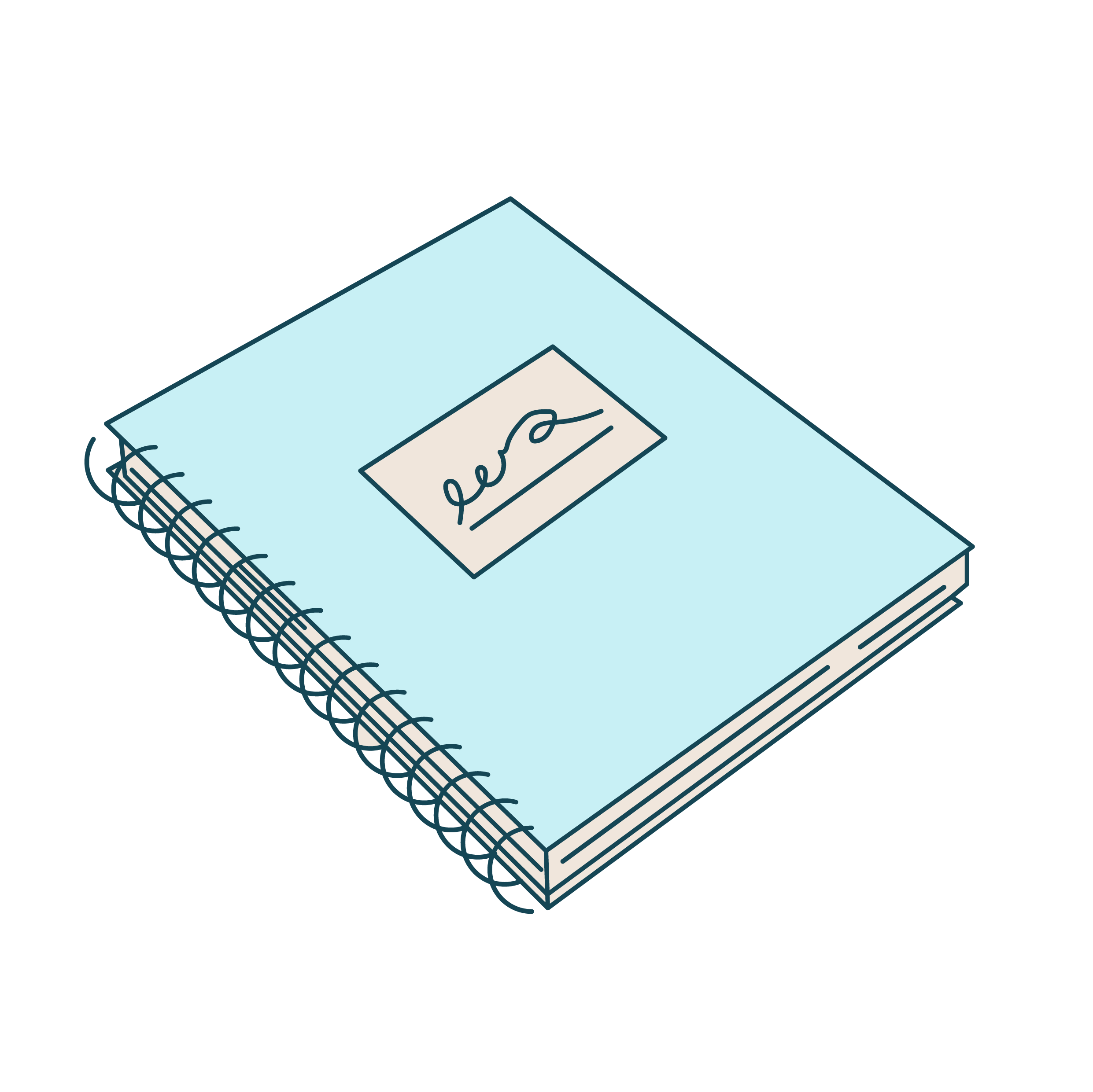 Illustration of blue notebook