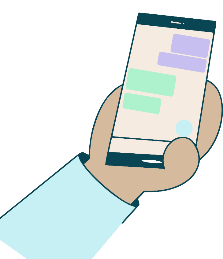 Illustration of hand holding mobile phone