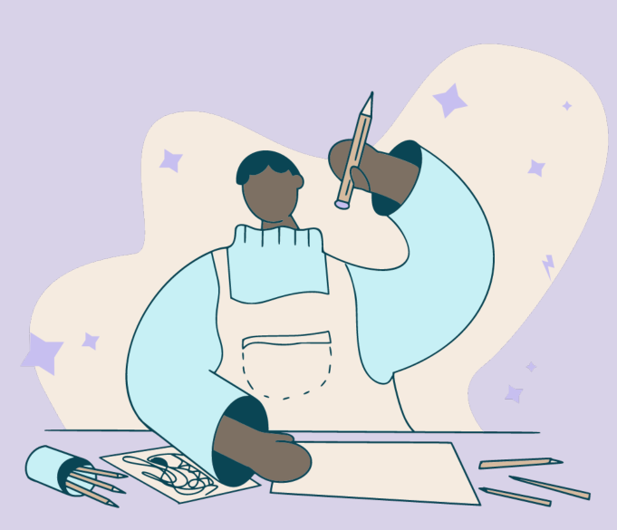 Illustration of young person drawing