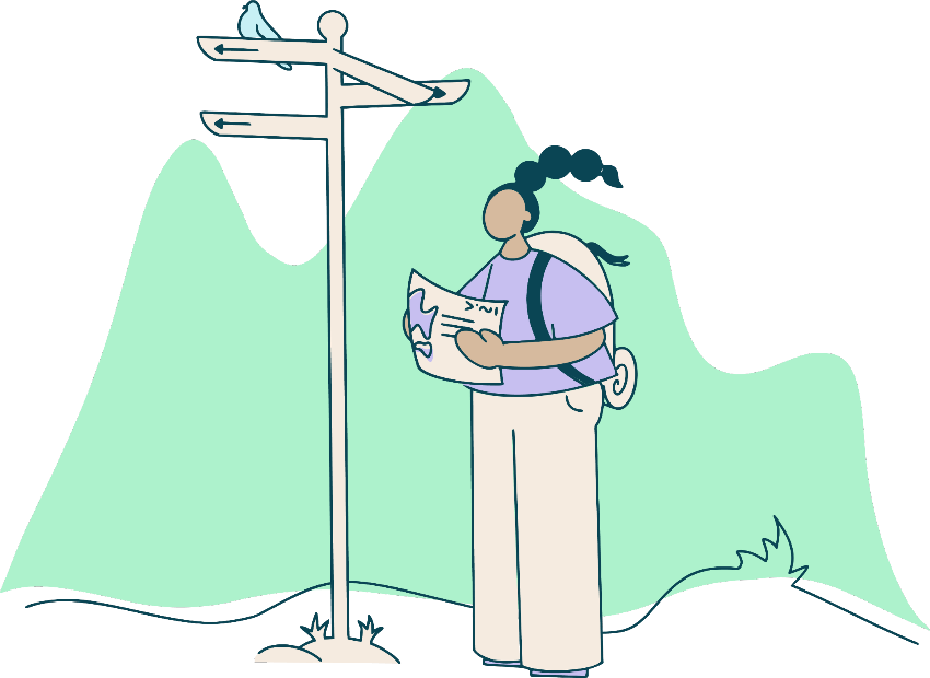 Illustration of woman holding map